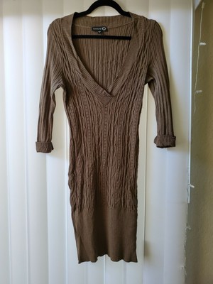 deep v neck sweater dress