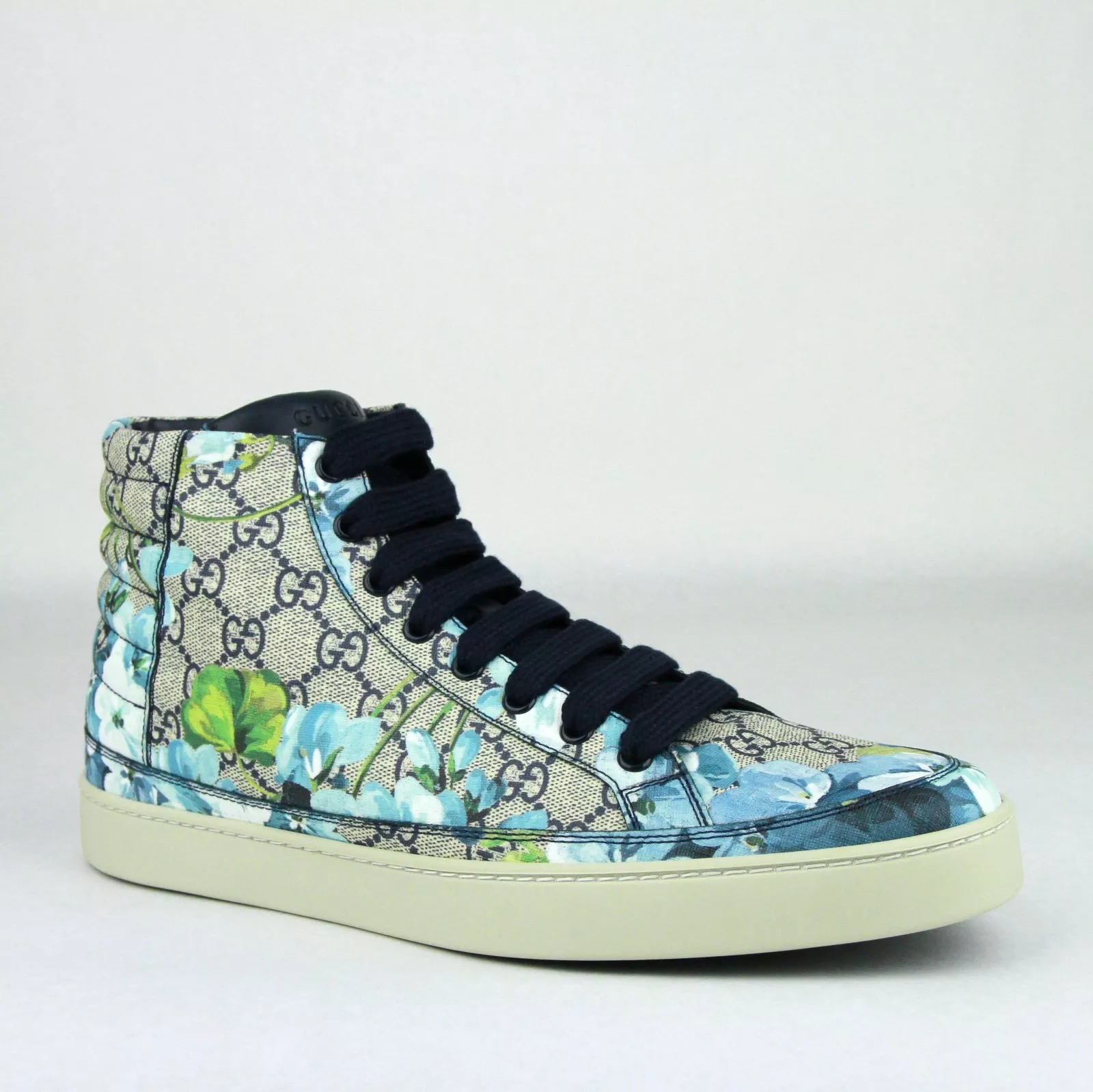 Chaussures baskets Gucci Supreme GG en toile enduite bleue fleur imprimé Hi 407342 8470