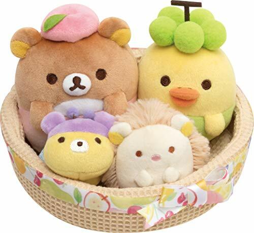 San-X Rilakkuma Kiroi Tori Relax Fruit basket plush Set Kawaii