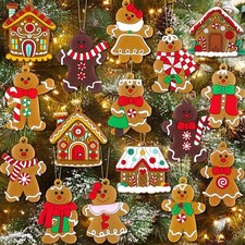 16Pcs Gingerbread Man Ornaments for Christmas Tree Gingerbread Christmas Deco...