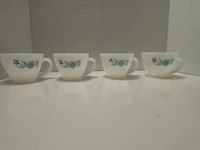 Fire King Oven Wear Made In USA Light Blue Flowered Set Of 4