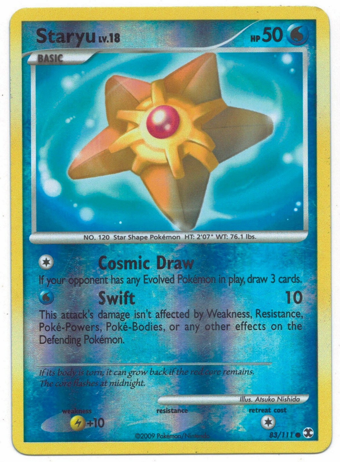 Pokemon Card: Staryu REVERSE HOLO 83/111 Platinum Rising Rivals Set!
