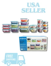 Snapware 38-Piece Plastic Food Storage Set BPA-Free Airtight Leakproof Lids