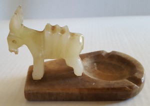 MARBLE DONKEY ASHTRAY Burro Vintage Cigarette Tobacciana Brown L@@k