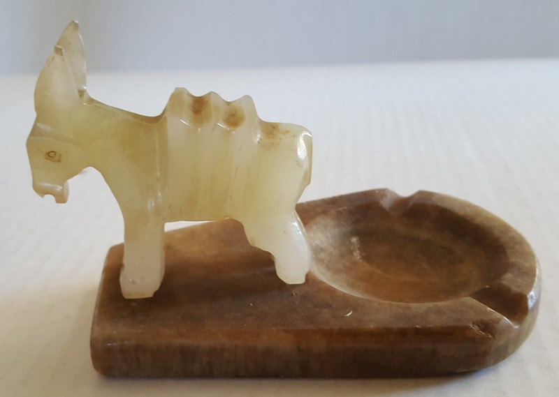 MARBLE DONKEY ASHTRAY Burro Vintage Cigarette Tobacciana Brown L@@k