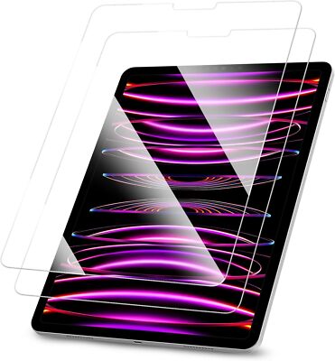 2-Pack Tempered Glass Screen Protector for iPad Pro 12.9-inch 6th 2022/5th 4th 