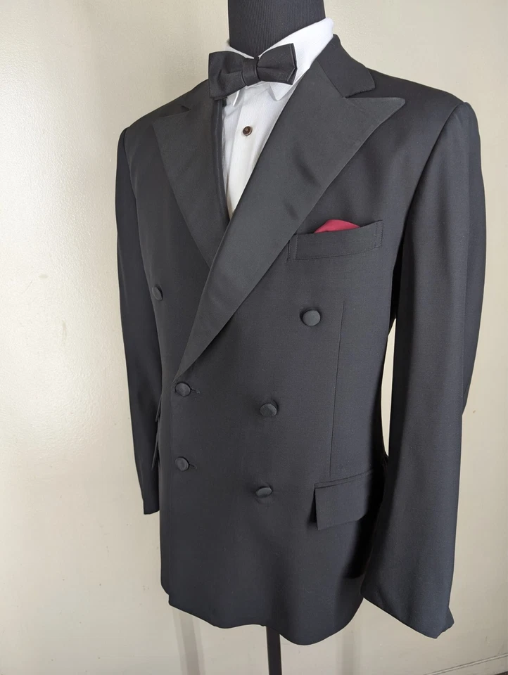Polo  Made In Italy Double Breasted Formal  Black Dinner Jacket-No Pants- 46 Reg - Image 4 of 4