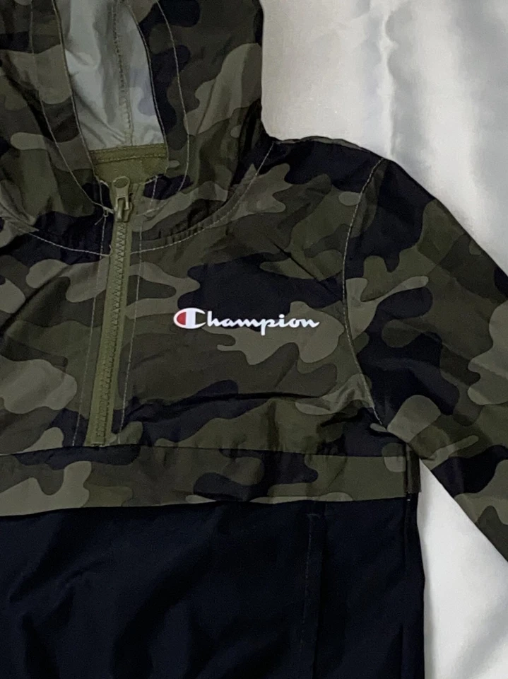 Champion Toddler Boys Camo & Black Hooded Windbreaker Jacket Size 3T - Image 2 of 4