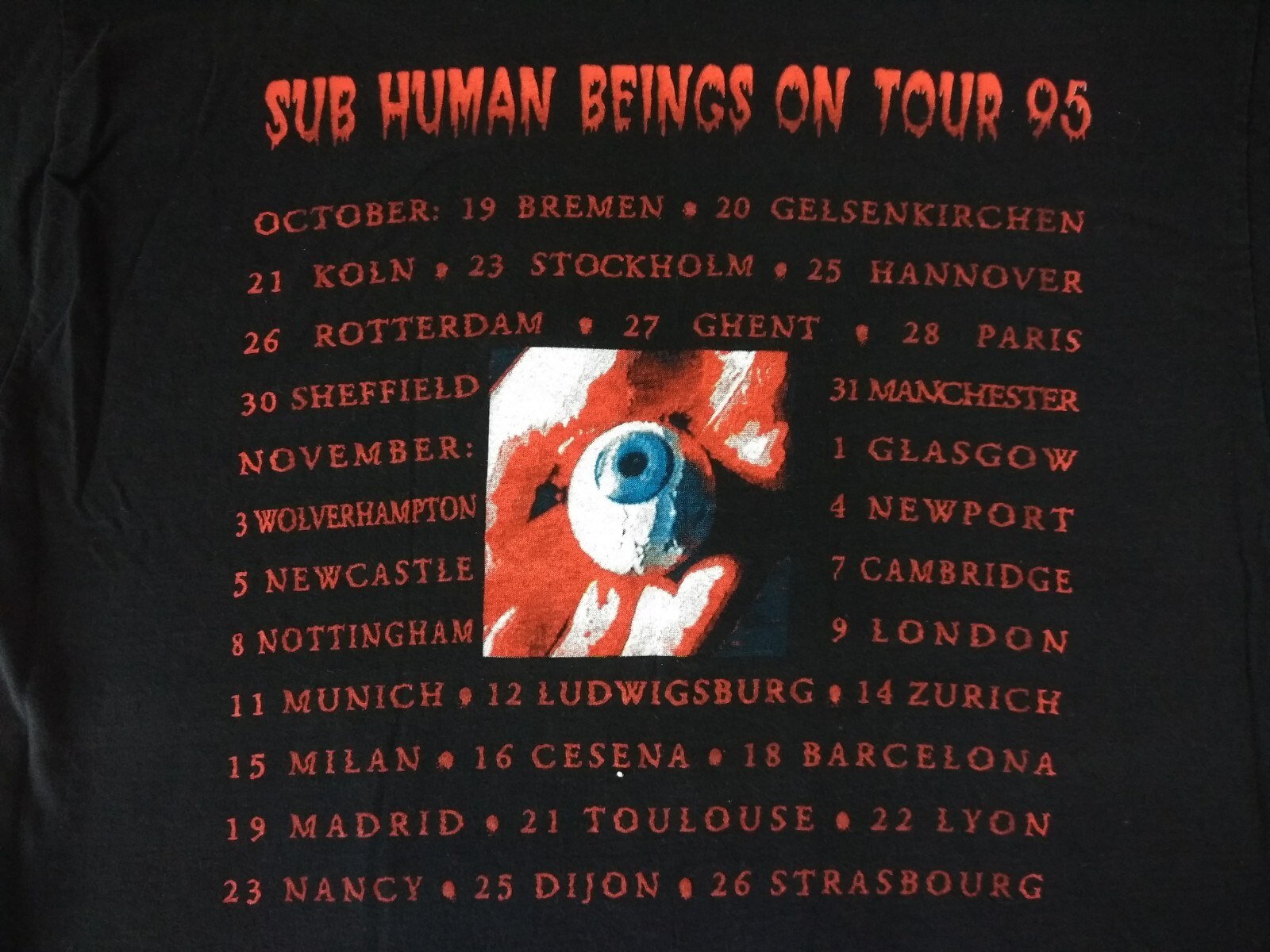 FILA Maglietta Skid Row Vintage 1995 UK Large Sub Human Beings Tour Heavy Metal Band