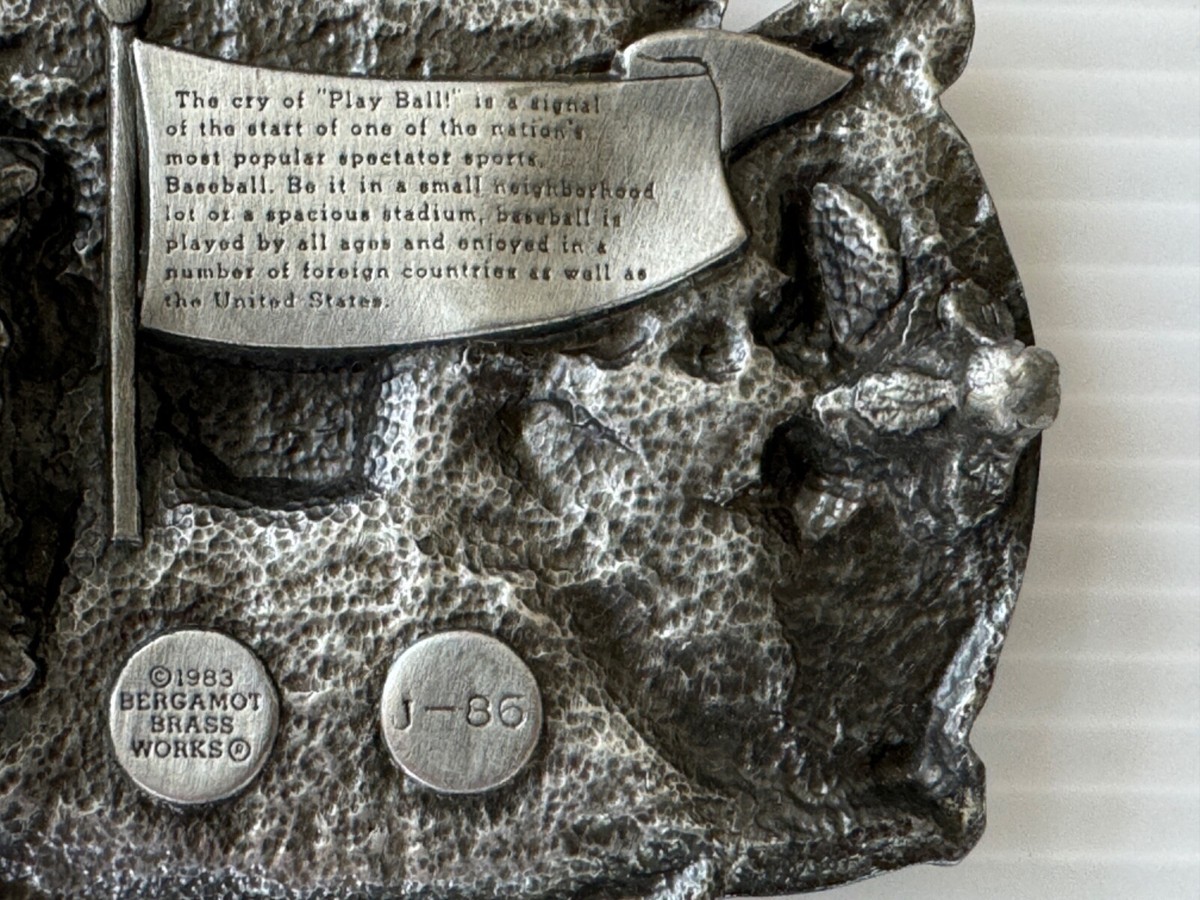 Bergamot Brass Works Baseball Belt Buckle 1983 J-86 | eBay