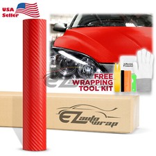 3d Carbon Fiber Red Texture Matte Vinyl Car Wrap Sticker Decal Film Sheet Diy