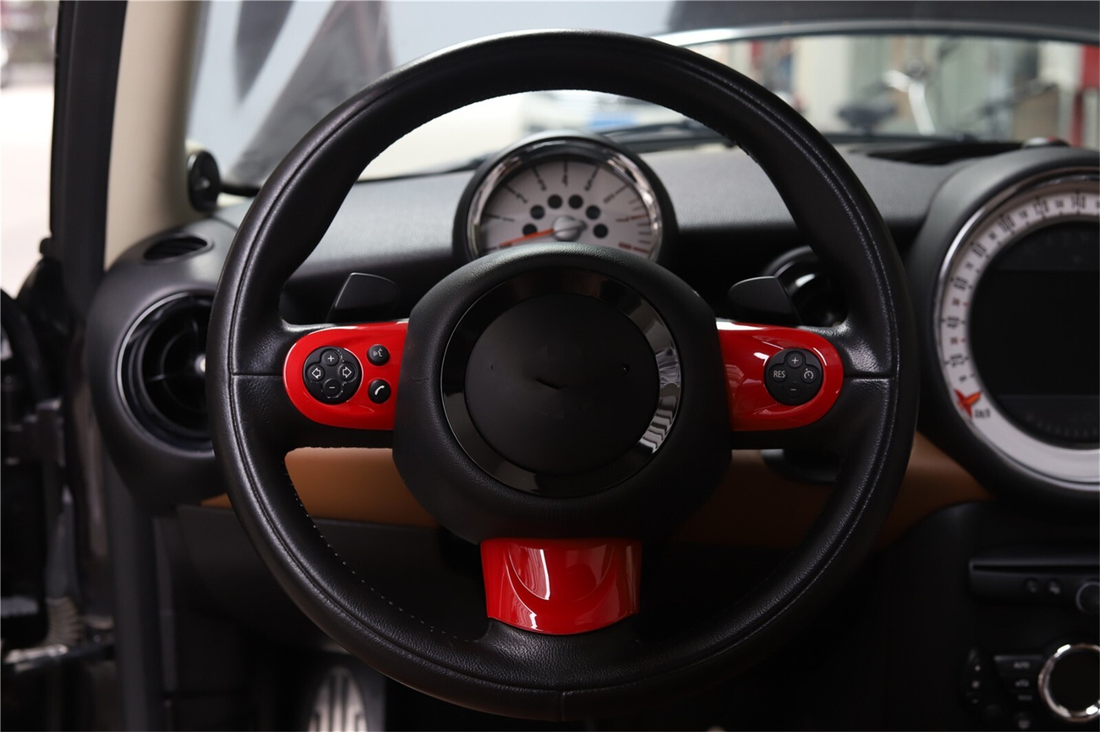 ABS Steering Wheel Cover Cap for Mini Cooper R Series 2006-2014 with Button A4