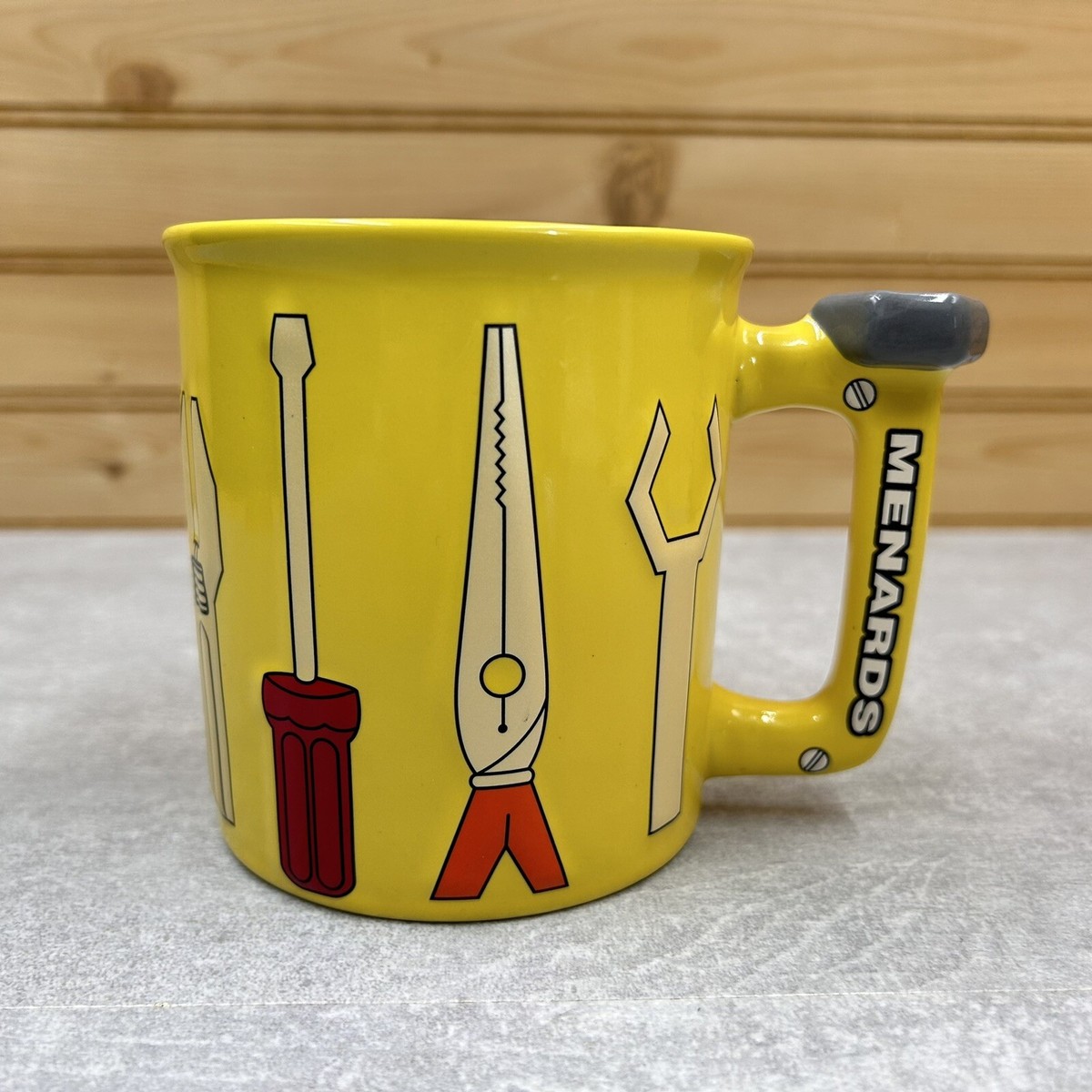 Menards Yellow 3D Tools Mug Pliers Wrench Screwdriver Large 14 oz
