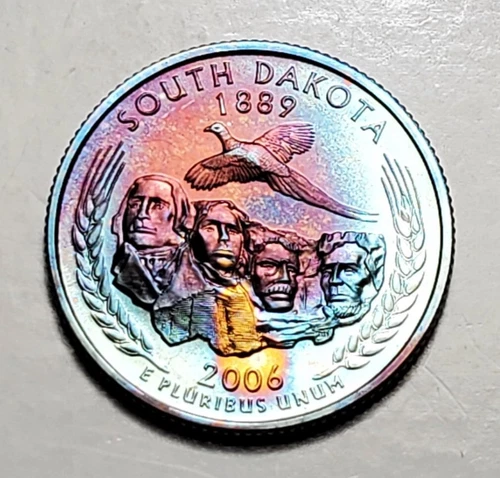 TONED 2006 S SOUTH DAKOTA STATE QUARTER CLAD PROOF UNC #C4846