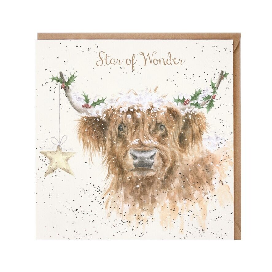 Highland Cow Christmas Greeting Card – Highland Star by Wrendale Designs