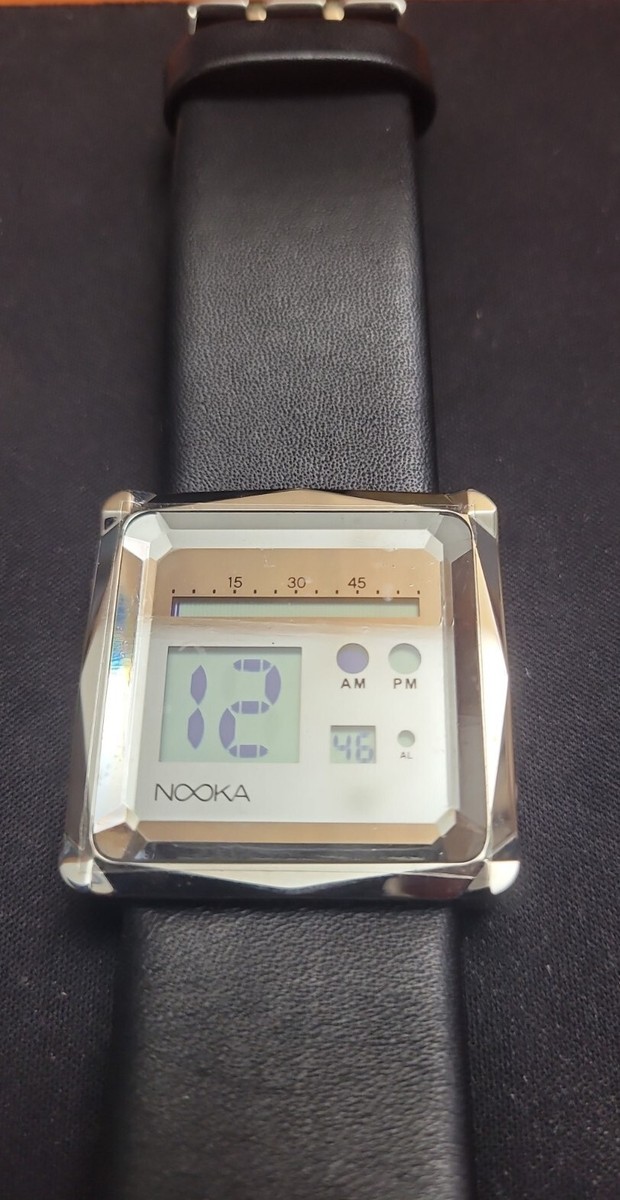 NOOKA Zem zoo mirror black Italian leather ULTRA RARE LUXURY watch