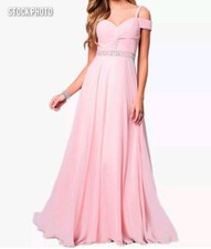 Aofur Long Chiffon Pink Formal Bridesmaid Princess Dress Dance Prom XXL Hoco NWT