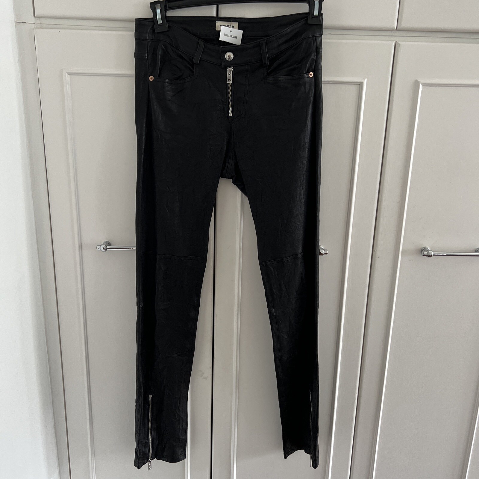Zadig & Voltaire Leather Phlame Pants Size 38 New $998 Black