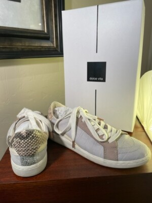 Ladies Dolce Vita Nino Sneakers Grey Croco Print Leather sz 7