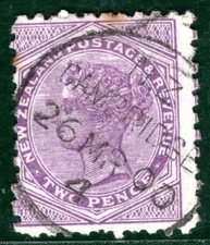 NEW ZEALAND QV Stamp 2d *CAMBRIDGE* 1900 CDS Used XBLUE111
