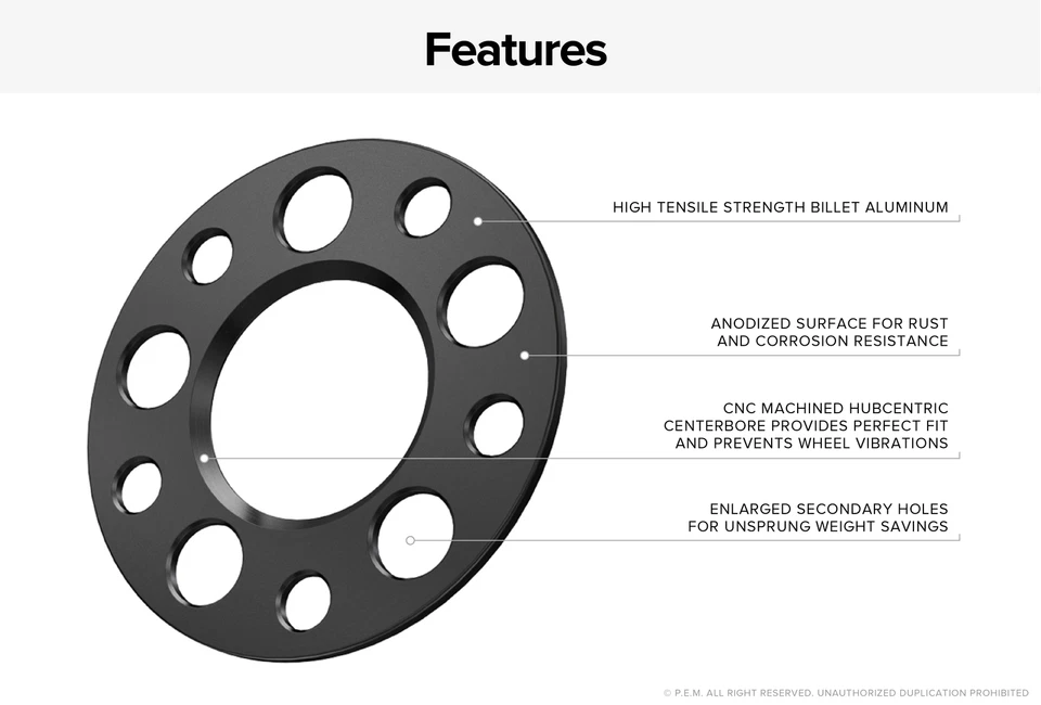Espaciadores de rueda centrados en el cubo de 5 mm para Honda y Acura | 5x114,3 | 64,1 mm | negros Foto 2 de 4