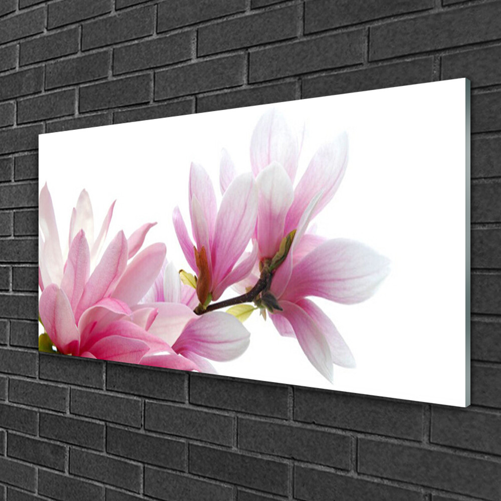 Image impression Magnolia sur verre 100x50 cm au-dessus du canape