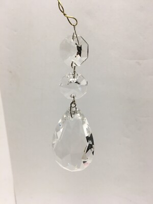 #324 Vintage CZECH 2  Crystal Tear Drop NOS