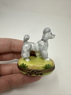Vintage Limoges Peint Main Poodle Dog Trinket Box