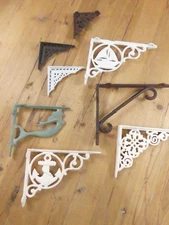 8 Shelf Brackets Cast Iron Rustic Welding **READ** ROUGH PATCHES CHIPS