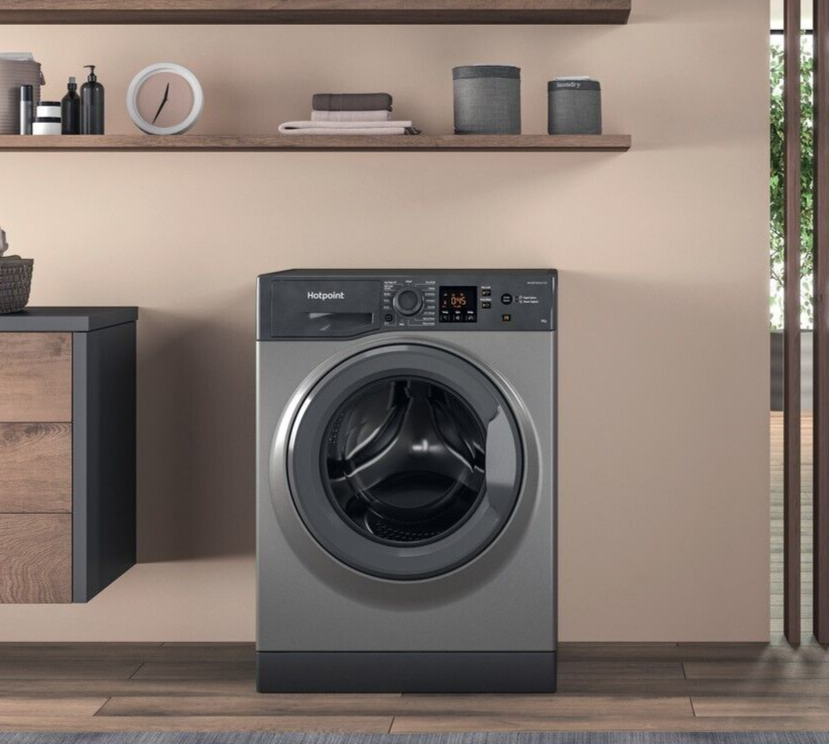 Hotpoint NSWM864CGGUKN Super Silent Washing Machine 8kg, 1600 Spin, LED