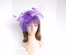 High Quality Kentucky Derby Wedding Polyester Feather Fascinator Purple/Lilac