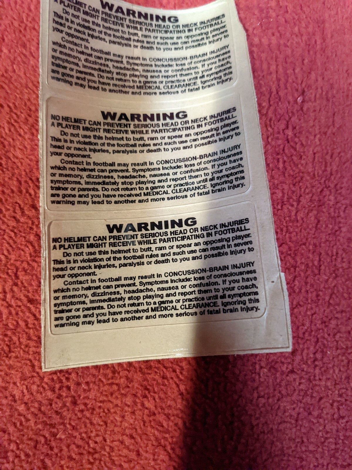 football helmet warning decal 7 total eBay