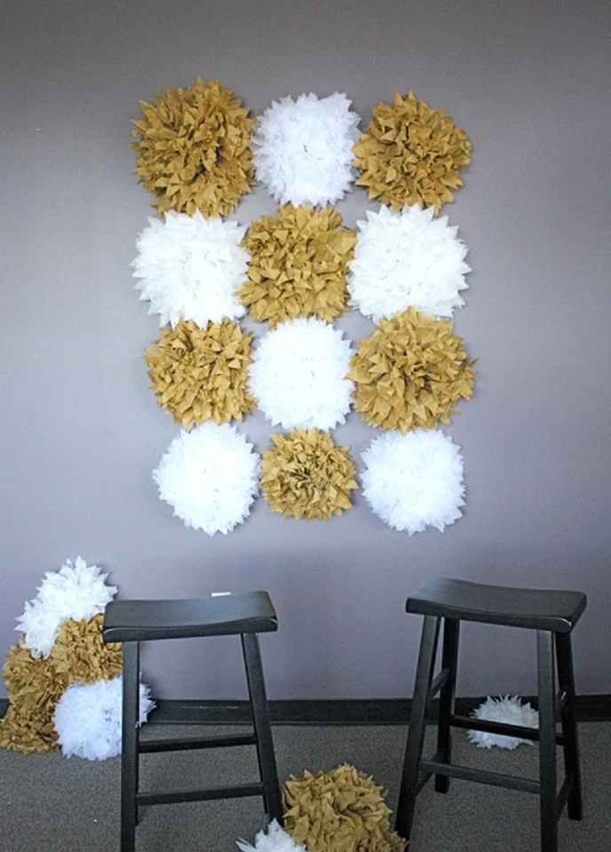 15pcs Mixed Size 4" 8" 12" Tissue Paper Pom-Poms Flower Wedding Party Home Decor - Image 4 of 4