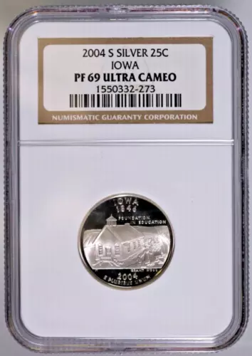 2004-S Silver 25C Iowa NGC PF69 Ultra Cameo