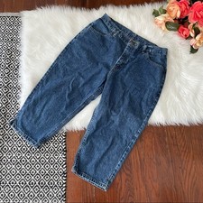 90s High Waisted Straight Leg Cropped Jeans Medium Wash Vintage