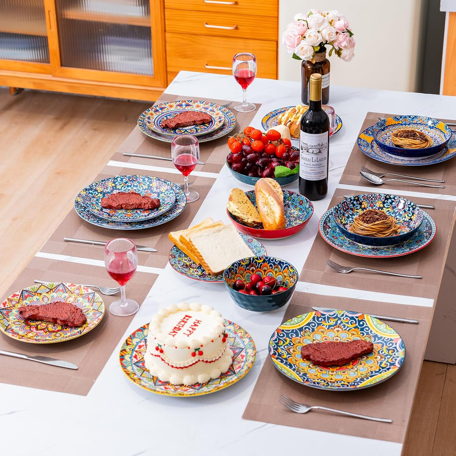 Dinner Plates Set of 6, 24 Pieces Dinnerware Sets Microwave and Dishwasher Safe,