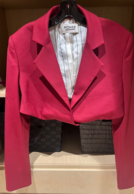 MONSE Resort 2023 Cropped Wrap Jacket Burgandy Red Wrap Blazer Size 2