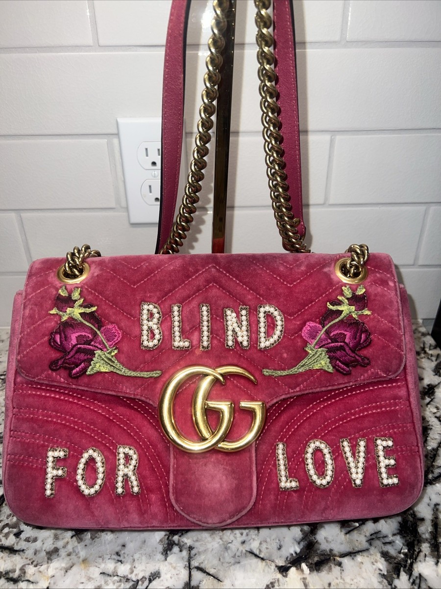 Gucci Marmont Blind for Love Medium Bag - Velvet Pink | eBay