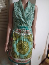 Sleeveless Printed Wrap Midi Dress in Mint Green