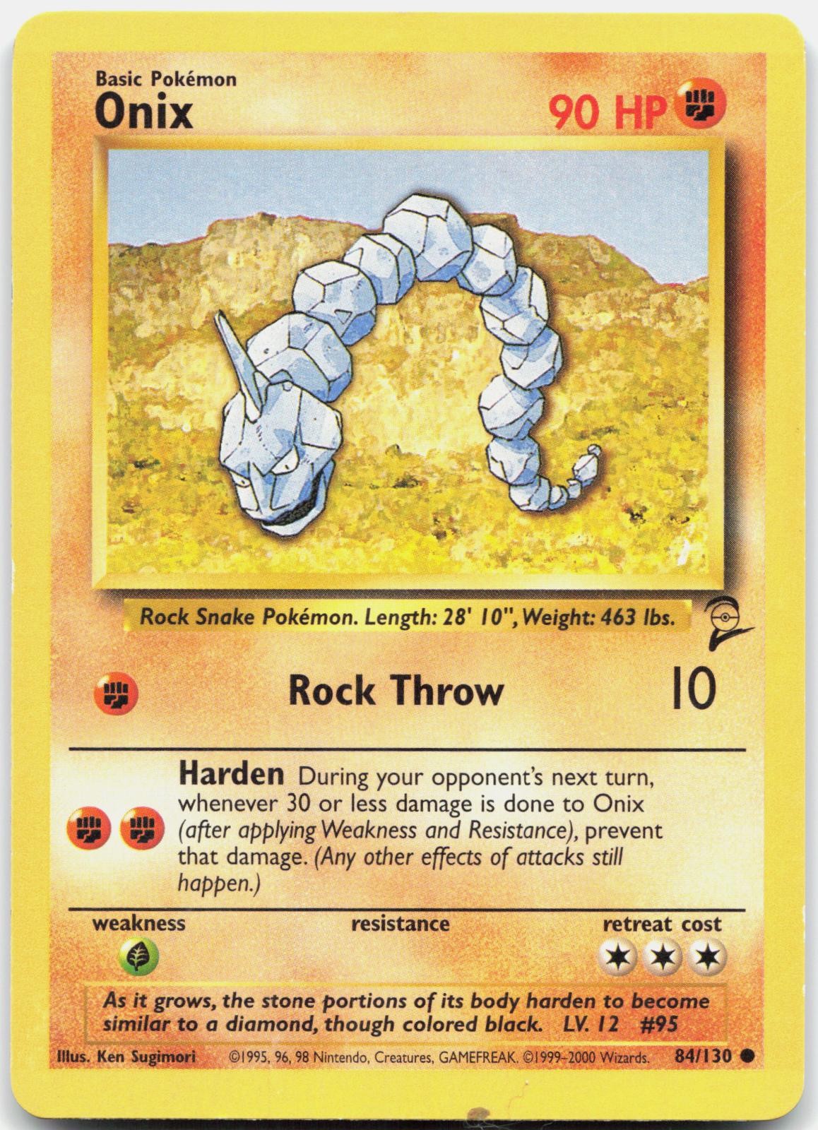 Onix Common Base Set 2 84/130 DMG Pokemon