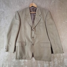 Jones New York Blazer Mens 38 Short Beige Silk Wool Tweed Sport Coat Ventless