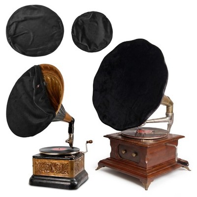 Phonograph Dust Cover Gramophone Horn Elastic Protective Case Black Dustproof