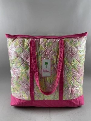 Lilly Pulitzer Twin Comforter w/ Matching Tote Bag Pink Floral Bedding Set