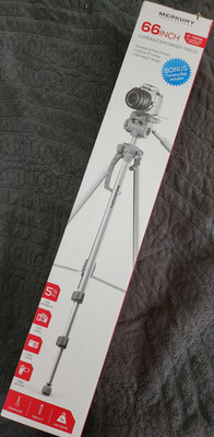 Merkury Aluminum Tripod 66in Pan/Tilt Head Quick Release Case 5lb Load