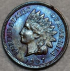 Uncirculated 1907 Indian Head Cent, Beautifully Toned specimen.