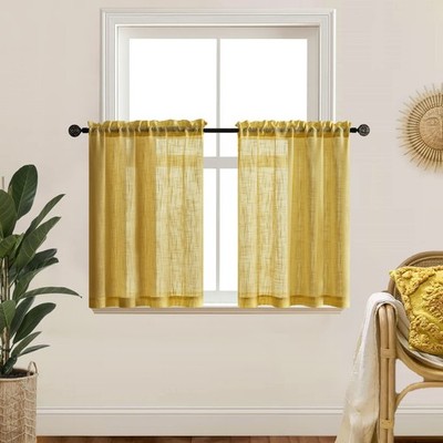 XTMYI Mustard Gold Yellow Curtains for Spring 25''W x 24''L (Pack of 2),