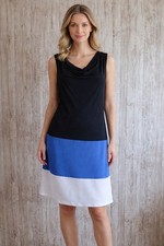Michael Kors Black Blue White Colorblock Sleeveless Sheath Dress size Medium