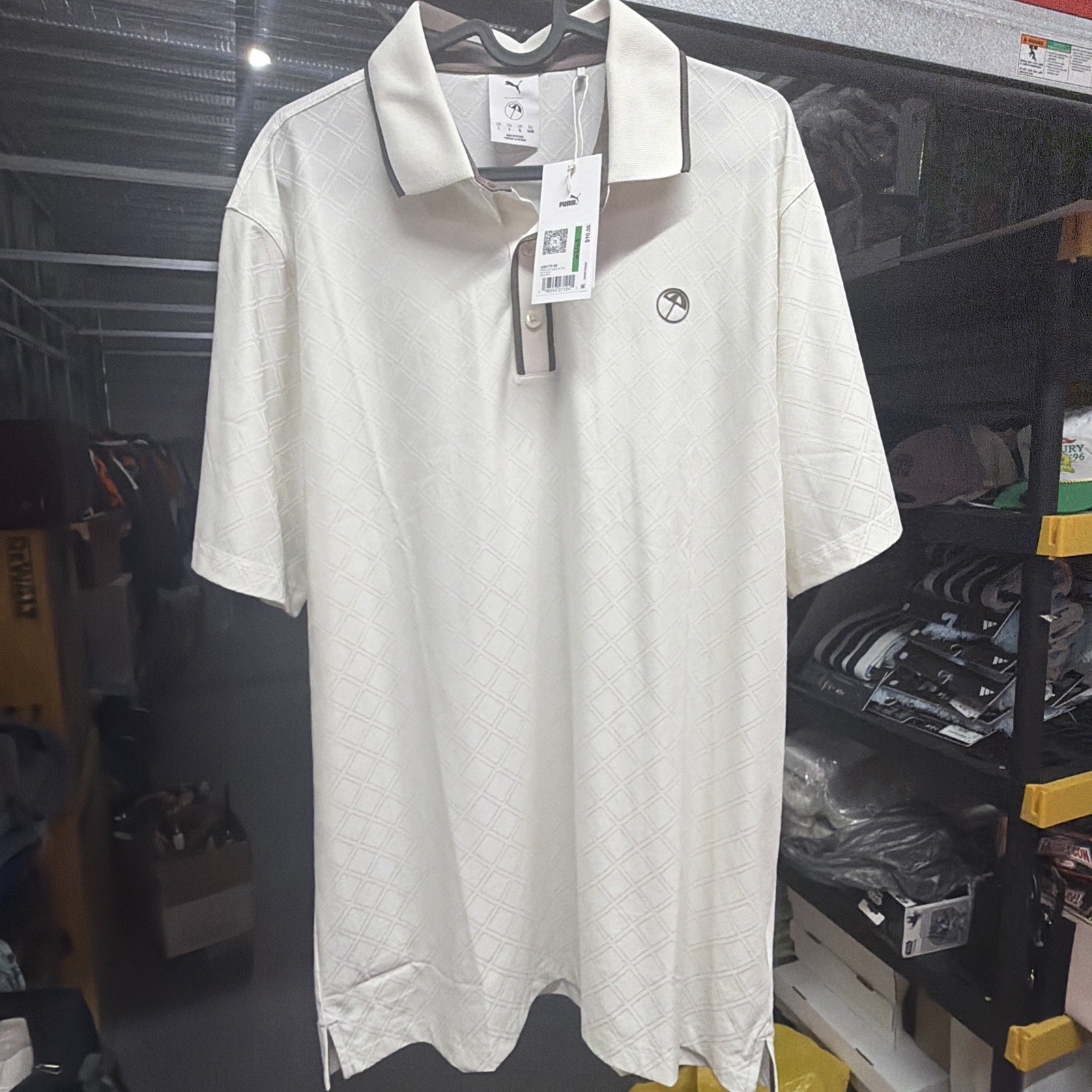 Puma X AP Arnold Palmer Tipped Jac Golf Polo Men's Size L Warm White 630179-09