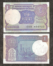 INDIA 1 Rupee P-78Ag 1991 UNC *COIN ON NOTE* x 1 Pcs OIL EXPLORATION BANKNOTE