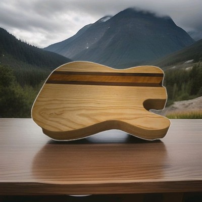Hand Crafted Multi-Colored Guitar Shaped Cutting Board for Charcuterie